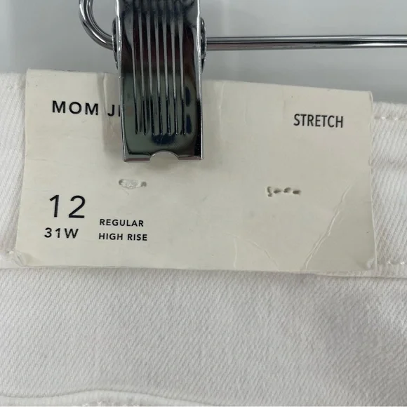 NWT American Eagle White Stretch Denim 5 Pocket Mom Jeans Casual Cotton Blend - Picture 6 of 13